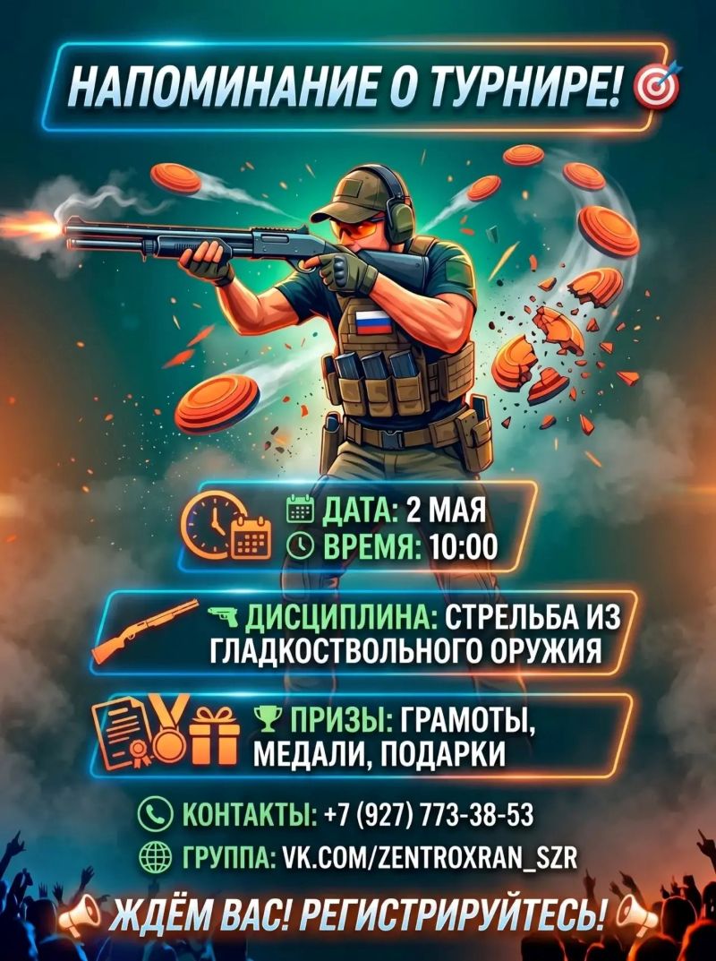 Стрелковый клуб «Центрохран» проведет соревнования по стрельбе Ко Дню Победы